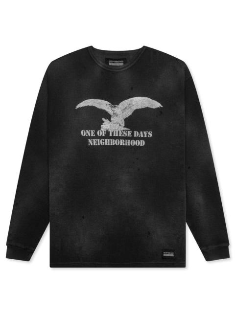 NEIGHBORHOOD X ONE OF THESE DAYS WAFFLE FABRIC L/S CREWNECK - BLACK