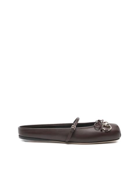 horsebit strap ballet flats