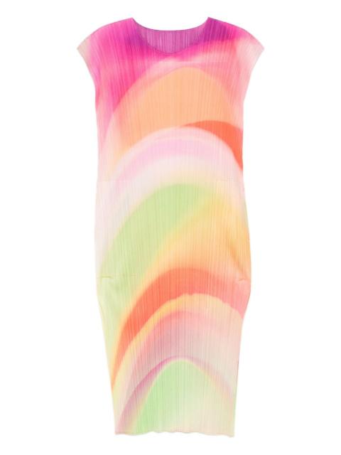 Pleated V-neck Dress