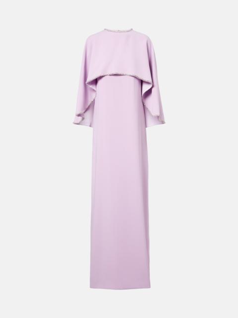 Crystal-embellished caped gown