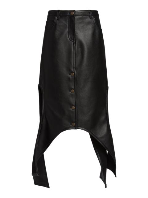 Reverse Leather Midi Skirt black