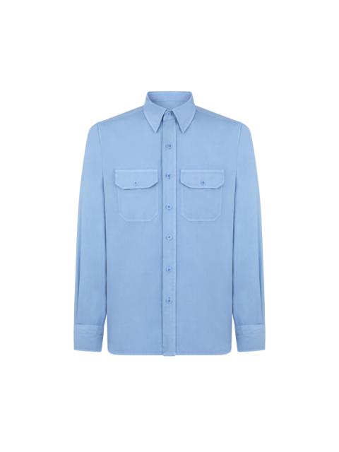 COTTON SILK FAILLE MILITARY SHIRT