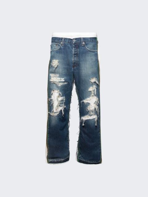 Franklin Denim Sweatpants Indigo And White