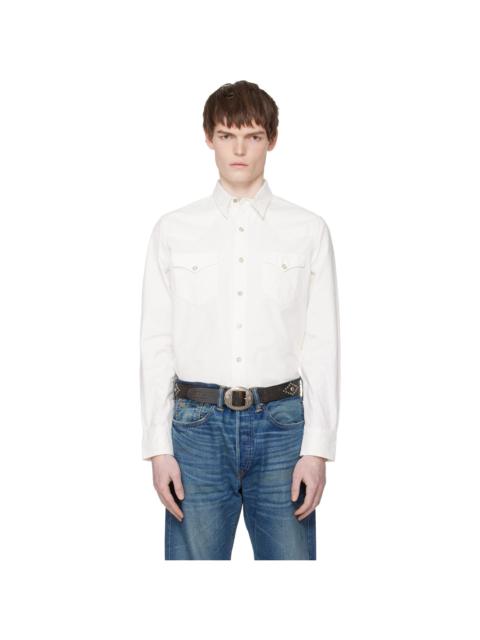 White Slim Fit Poplin Western Shirt