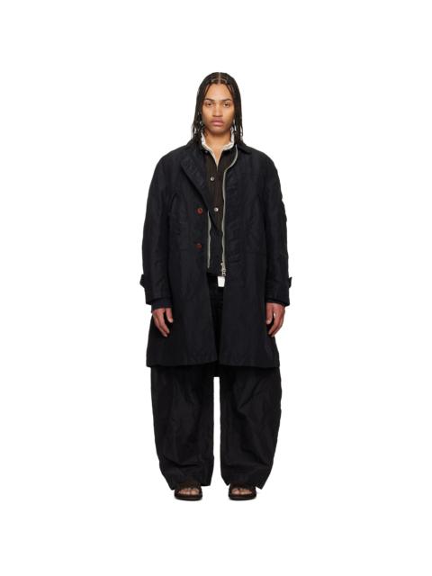 Black Treated Nylon Twill Coat