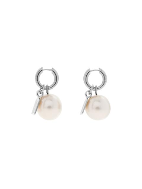 Women's Pearl Earrings in Shiny Silver/white