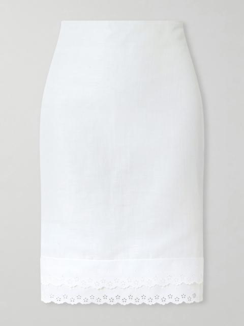 Lace-trimmed Cotton And Linen-blend Mini Skirt