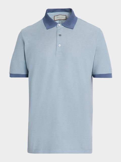 Men's Contrast-Trim Cotton Pique Polo Shirt