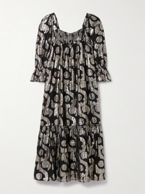 Lilium Cotton And Lurex-blend Midi Dress