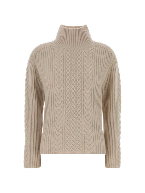 cable-knit sand sweater