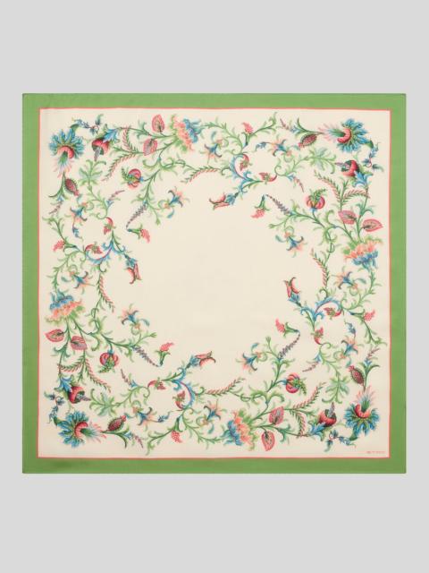 SILK SCARF WITH CIRCULAR FLORAL MOTIF