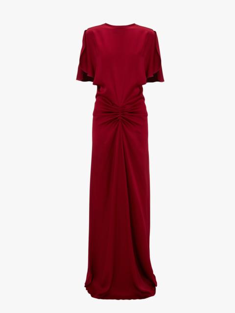 Gathered Waist Floor-Length Dress In Rose
