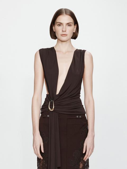 Stone Pin Scarf Drape Top