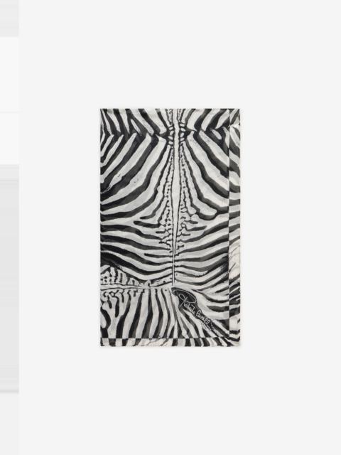 Silk Scarf With White Tigress Print