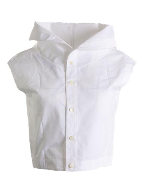 wide-collar sleeveless top