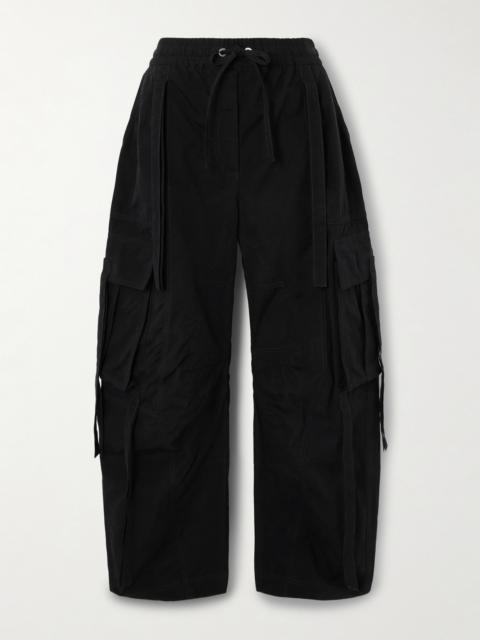 Tie-detailed Waxed-faille Cargo Pants
