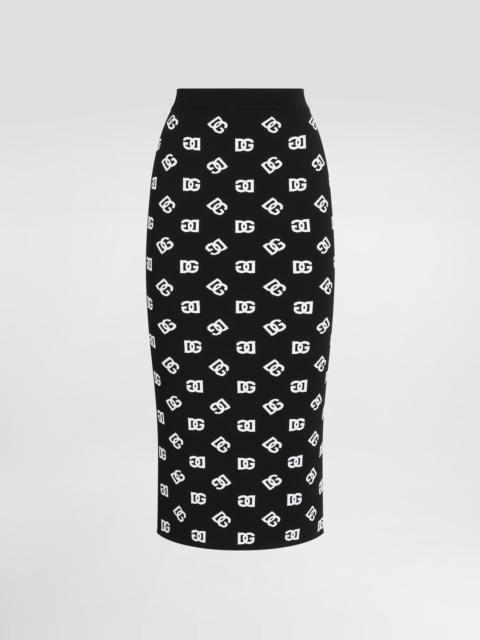Viscose pencil skirt with jacquard DG logo