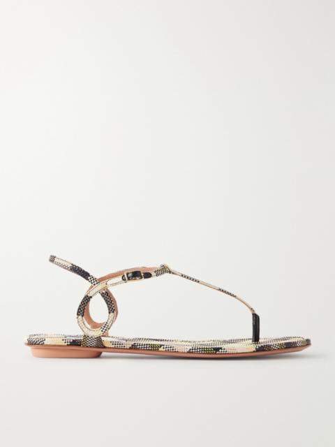 Almost Bare Checked Raffia Sandals