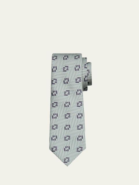 Men's Herringbone Circle Woven Silk Tie