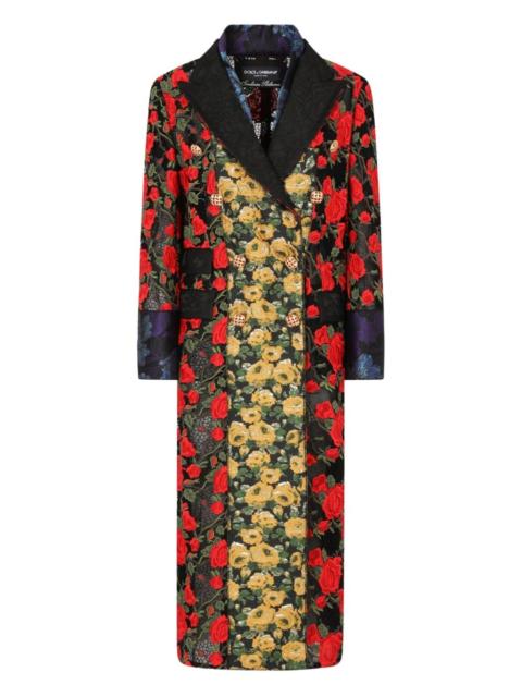 floral-jacquard coat