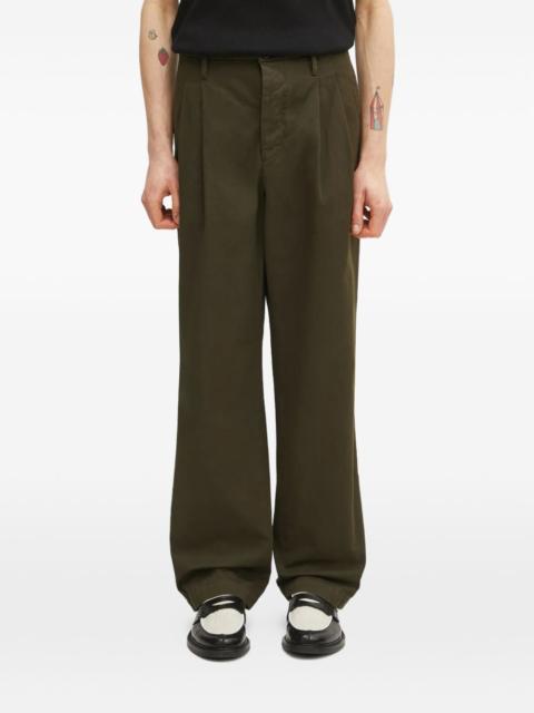 pleated straight-leg trousers