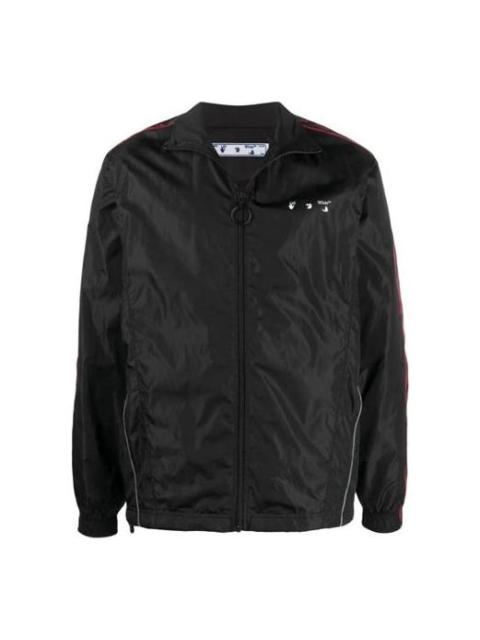 Off-White SS21 Solid Color Logo Printing Zipper Sports Jacket Black OMBD022R21FAB0021001