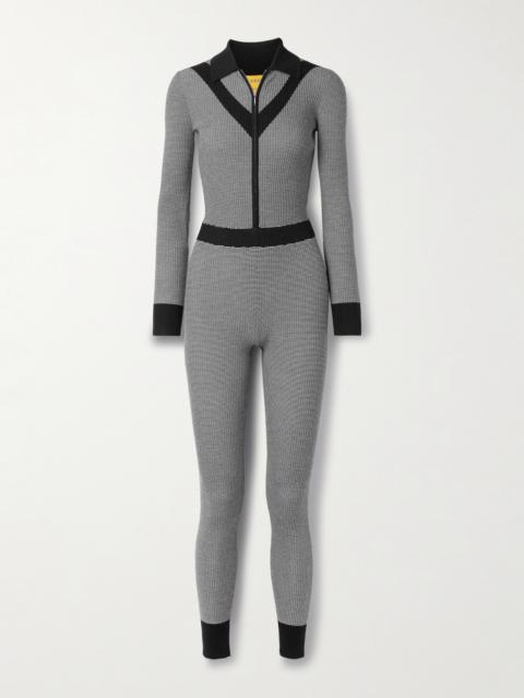 Speed Skate Ribbed Striped Merino Wool-blend Jumpsuit