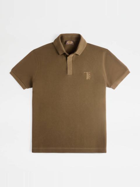 POLO SHIRT IN PIQUET - BROWN
