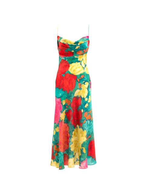 floral cowl-neck midi dress