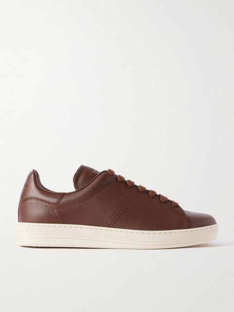 Warwick Perforated Full-Grain Leather Sneakers Brown
