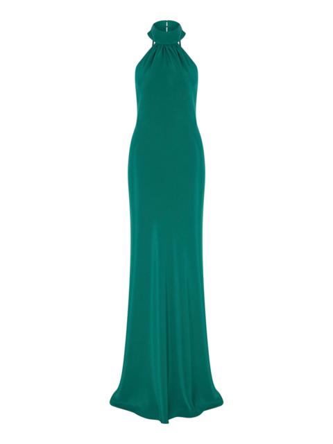 Venus Satin Maxi Halter Dress green