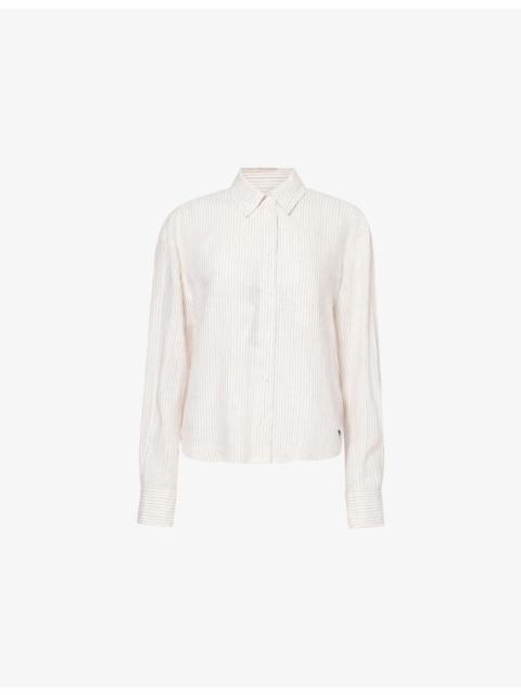 Striped Long-Sleeve Linen Shirt