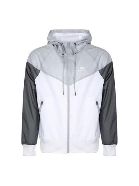 Nike Sports Windproof Colorblock Hooded Jacket Gray White Graywhite AR2192-100
