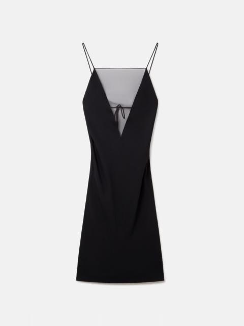 V Mesh Compact Crepe Slip Dress