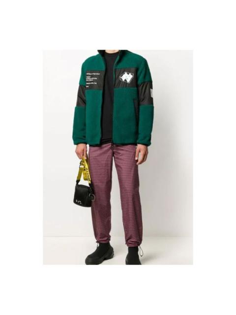 Men's Off-White Printing Fleece Jacket Green OMKI015E20FAB0015701