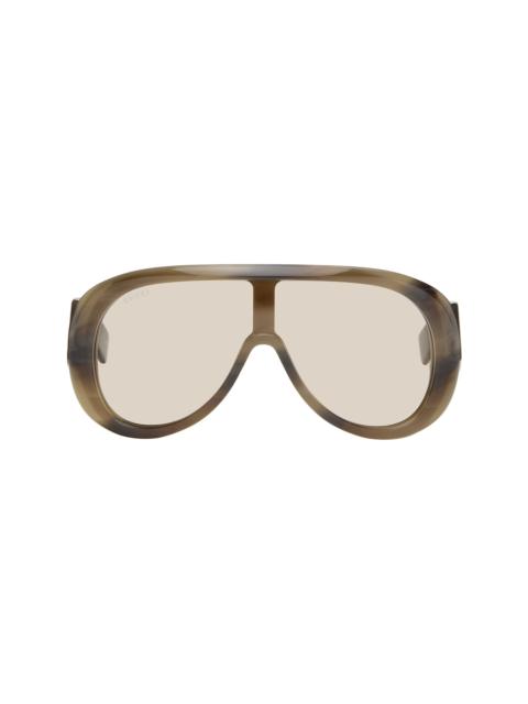 Brown Rectangular Frame Sunglasses
