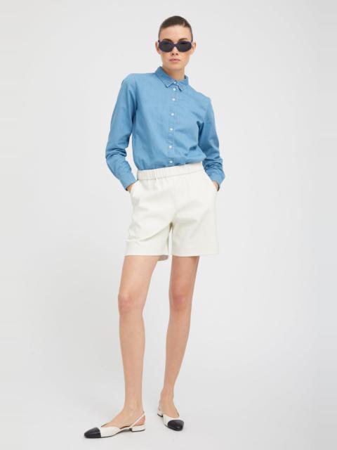 WHITE LEATHER CULOTTE SHORTS