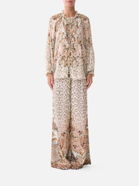 RAGLAN BLOUSE WITH FRONT RUFFLE