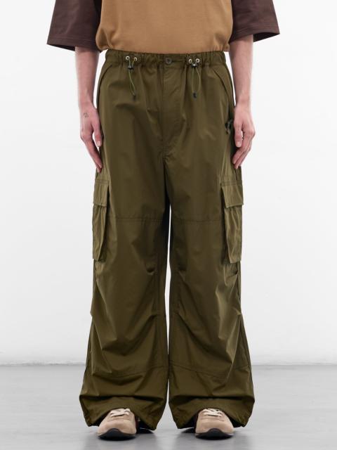 Khaki Nylon Baggy Cargo Pants