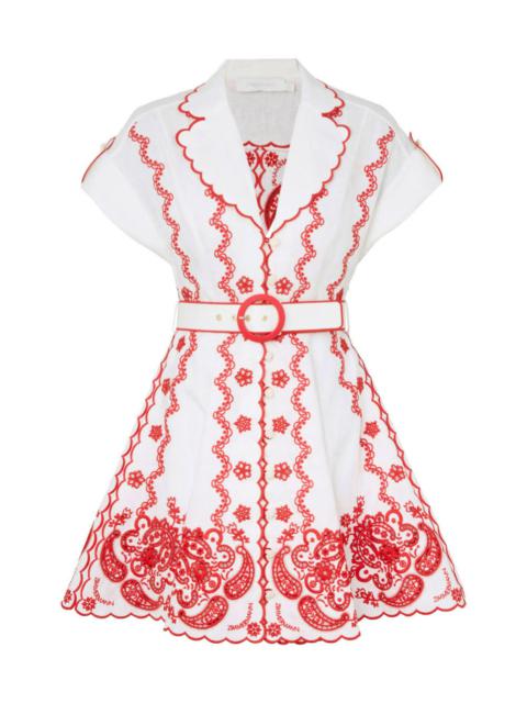 LUCKY EMBROIDERED MINI DRESS