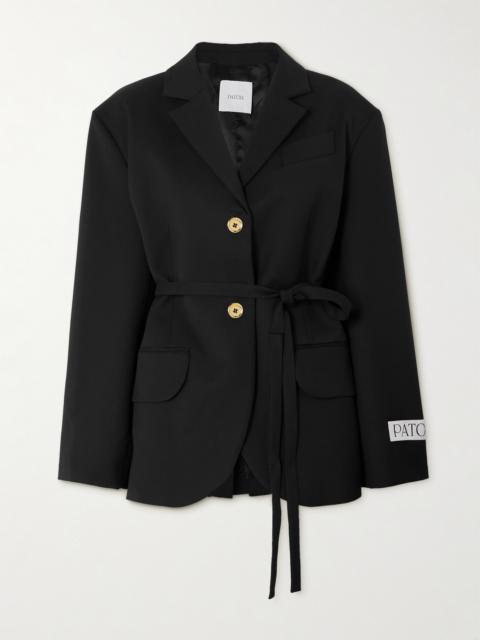 Belted Stretch-wool Twill Blazer