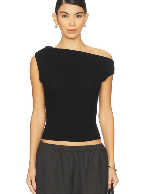 Lauren Ruched Asymmetrical Shoulder Top