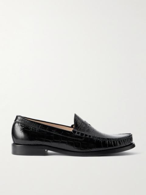 Lottie Croc-effect Polished-leather Loafers