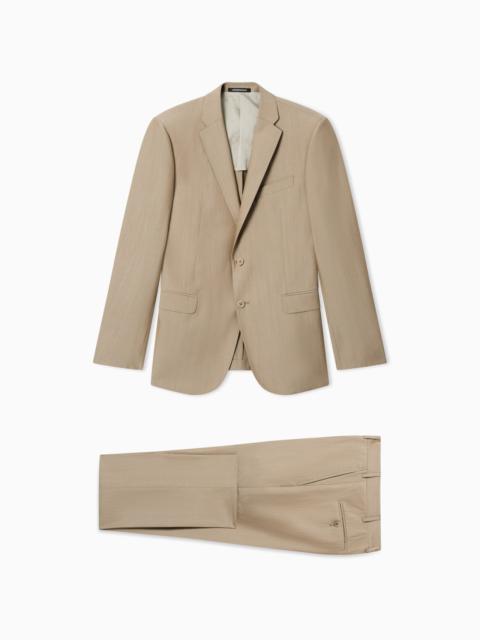 SINGLE-BREASTED SUIT IN SUN-EFFECT POPLIN
