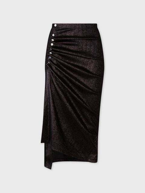 BLACK LUREX DRAPED SKIRT