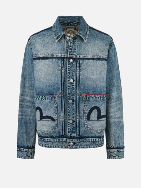 Washed Seagull Appliqué Embroidery Relax Fit Denim Jacket