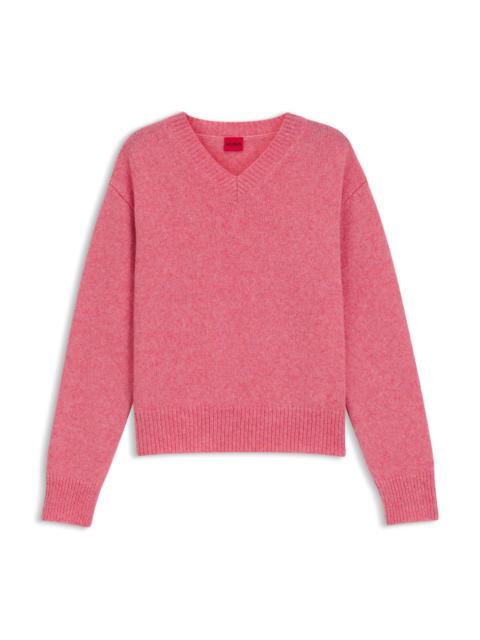 V-NECK SWEATER IN WOOL WITH LOGO DETAIL