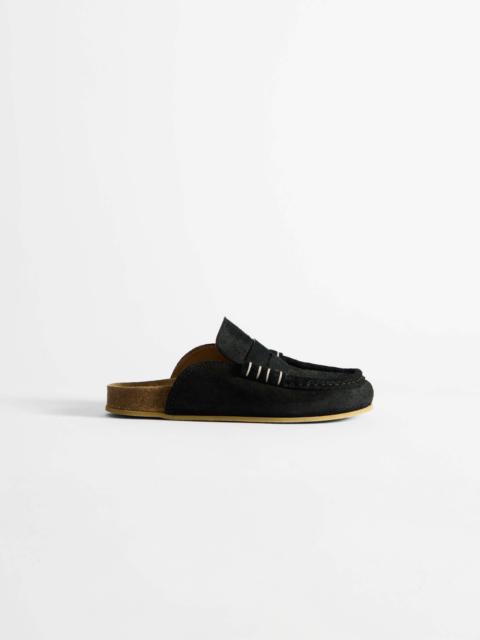 WOMENS STITCH LOAFER MULES IN BLACK
