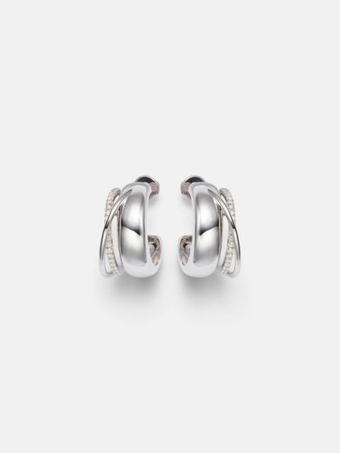 Un Deux Trois Lisse 9kt white gold hoop earrings with diamonds