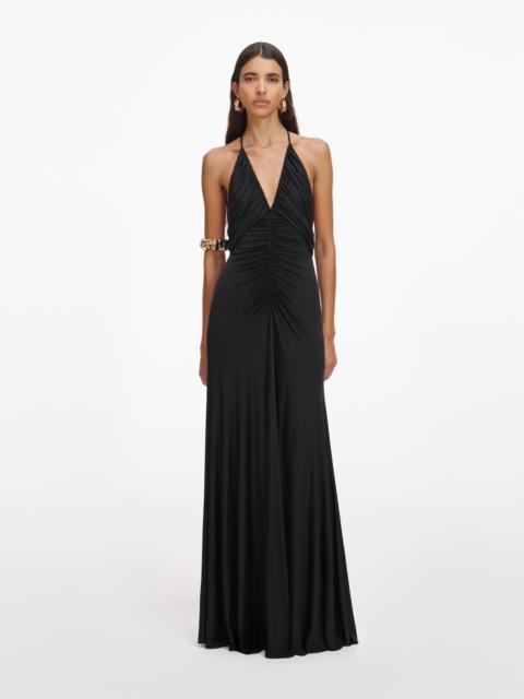 Black Jersey Gathered Maxi Dress
